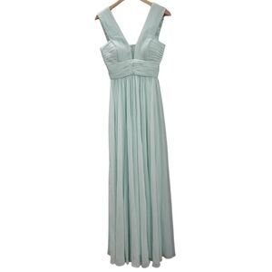 BarianoAustralia Clairibel pleated maxi Chiffon Mint SleevelessProm Formal